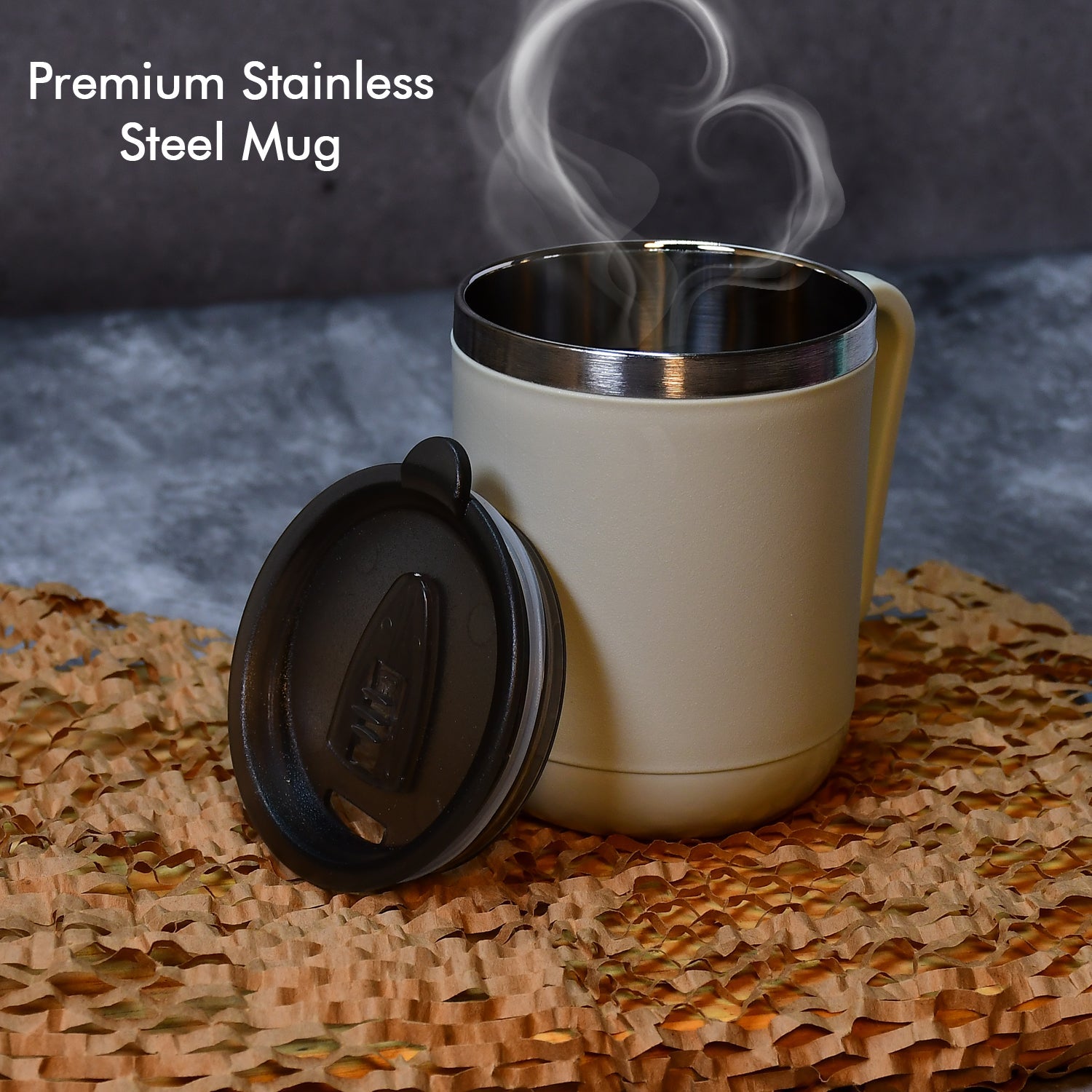 8137 Ganesh Premium Stainless Steel Coffee Mug with heat resistant mug lid. Approx 400Ml mug. DeoDap 8137 Ganesh Premium Stainless Steel Coffee Mug with heat resistant mug lid. Approx 400Ml mug. DeoDap